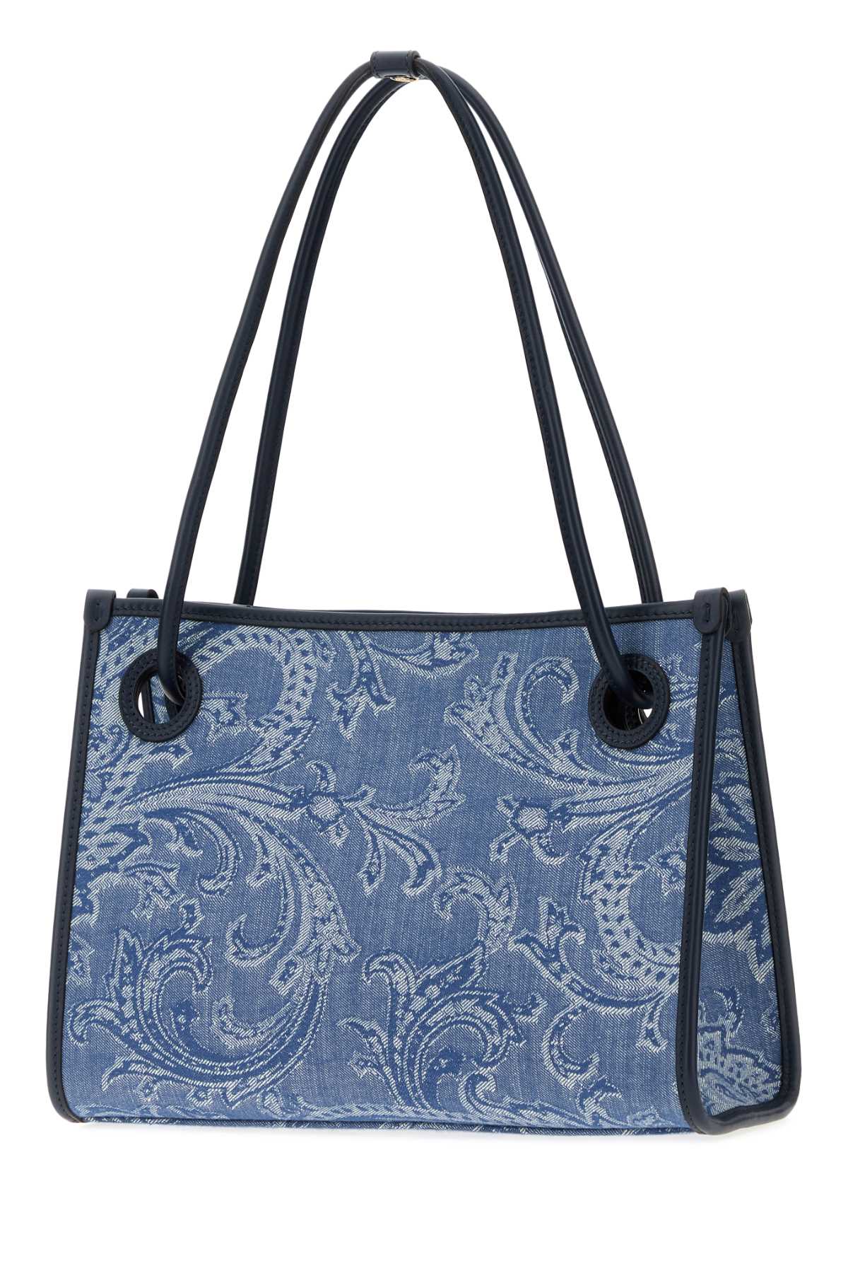 Etro Women Embroidered Denim Small Eyes Shopping Bag