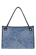 Etro Women Embroidered Denim Medium Eyes Shopping Bag