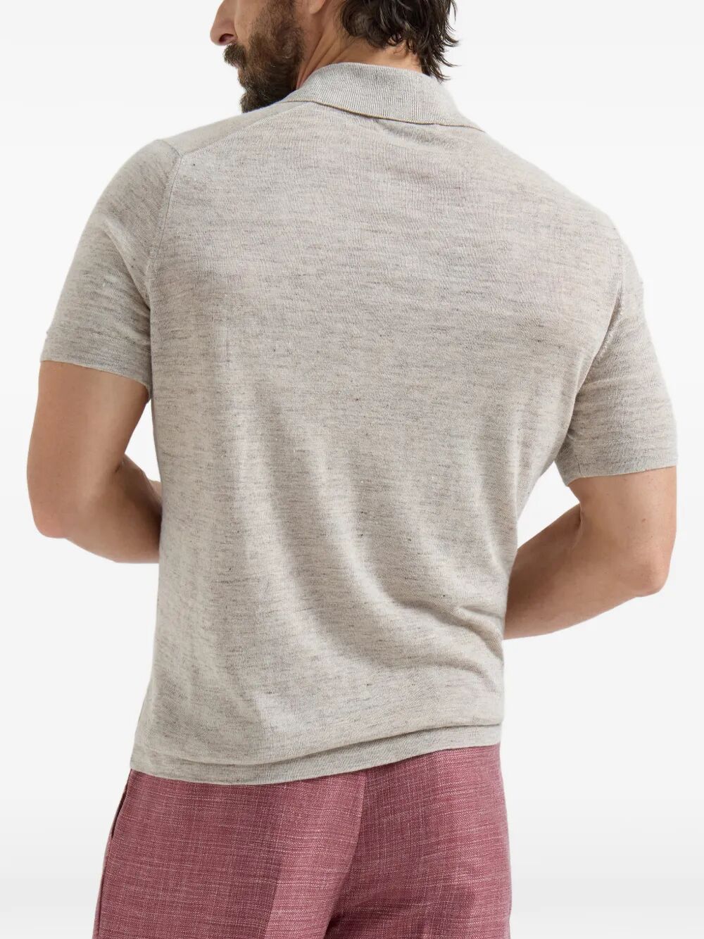 Brunello Cucinelli Men Linen And Cotton Knit Polo
