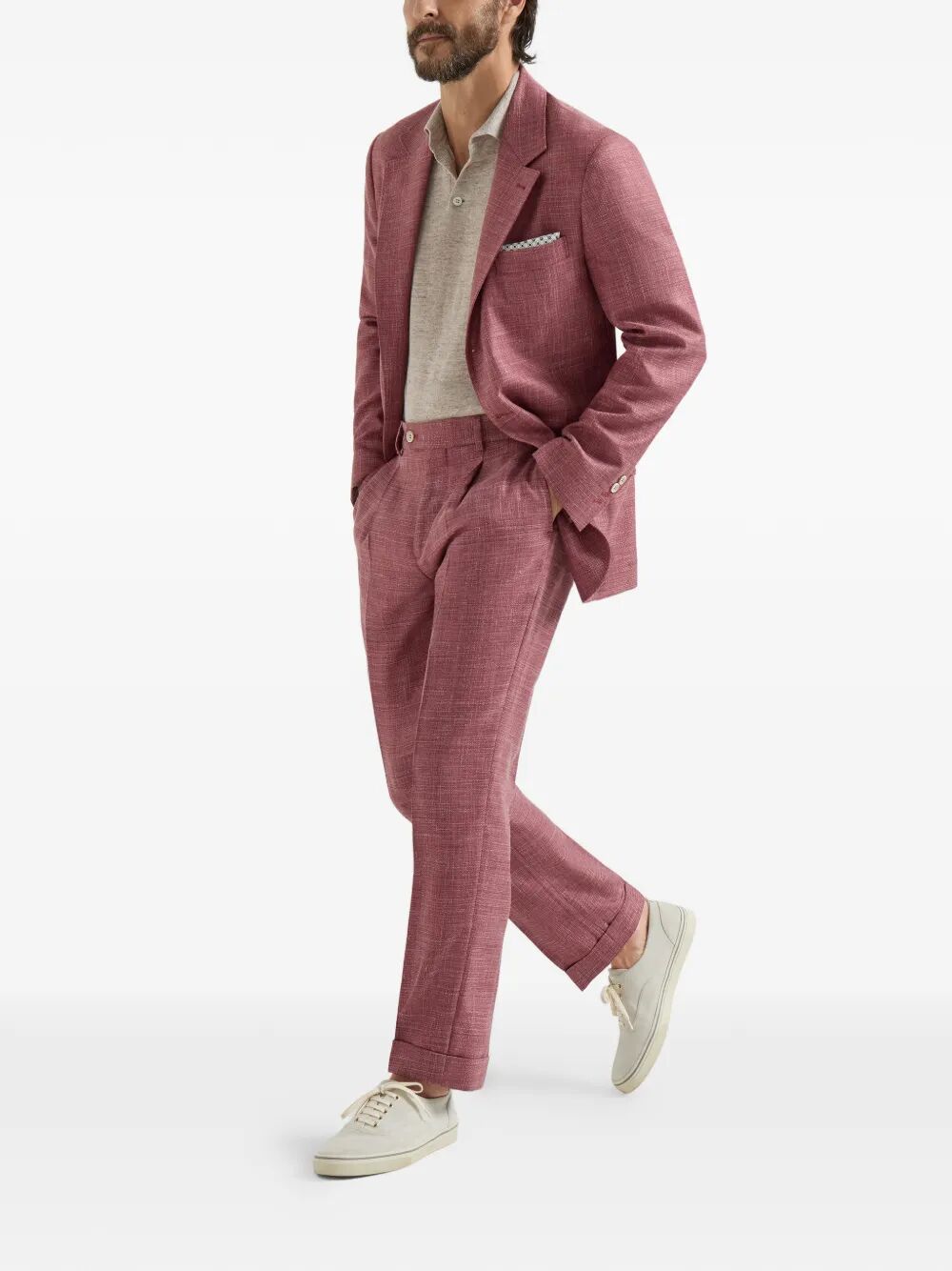 Brunello Cucinelli Men Linen And Cotton Knit Polo