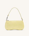 Eva Shoulder Handbag - Light Yellow Croc