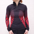 GIVENCHY RED AND BLACK NEOPRENE ZIP UP JUMPER - SIZE 36