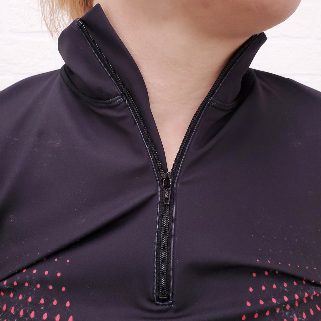 GIVENCHY RED AND BLACK NEOPRENE ZIP UP JUMPER - SIZE 36