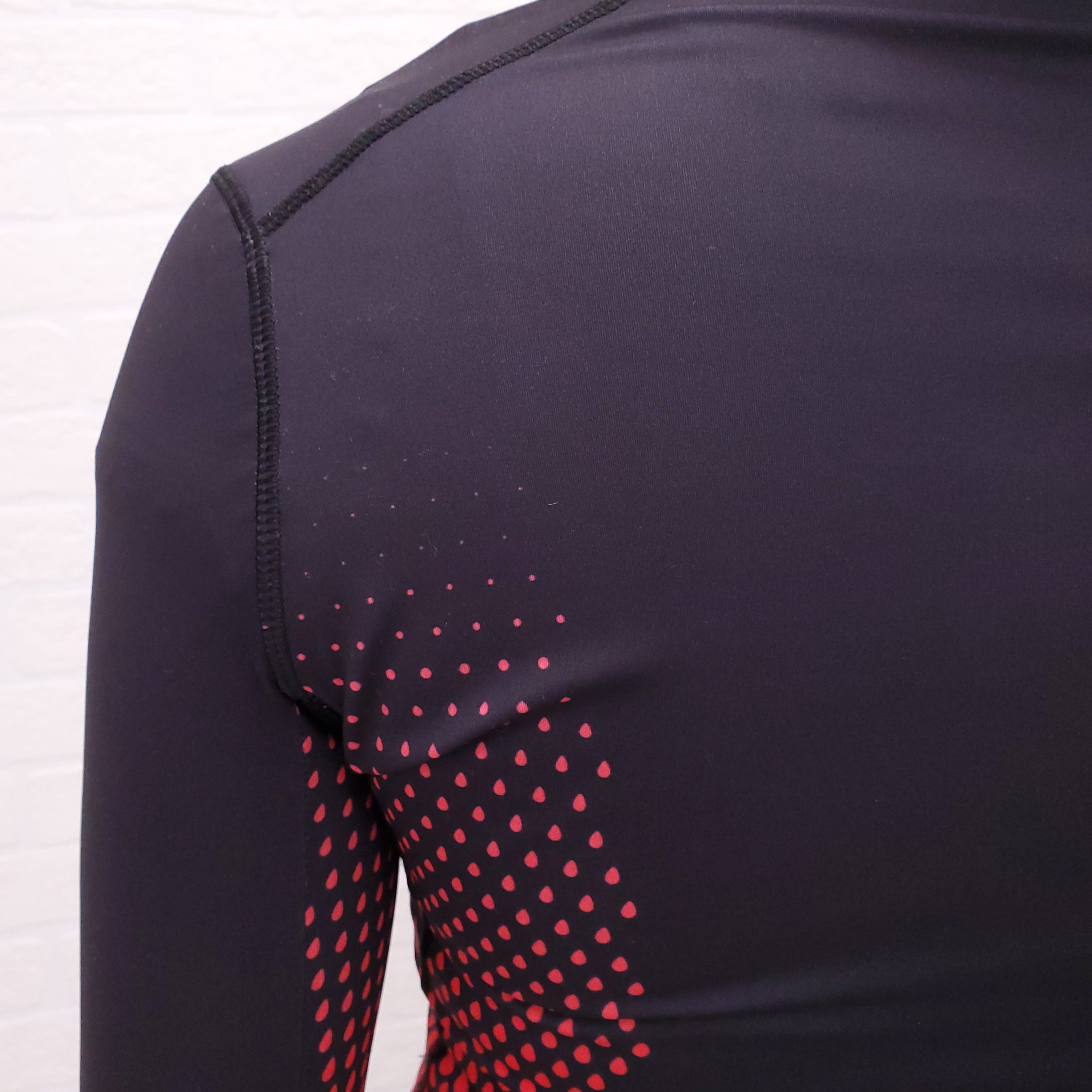 GIVENCHY RED AND BLACK NEOPRENE ZIP UP JUMPER - SIZE 36