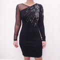 JUST CAVALLI MESH PANELLED CRYSTAL EMBELLISHED DRESS - SIZE 46