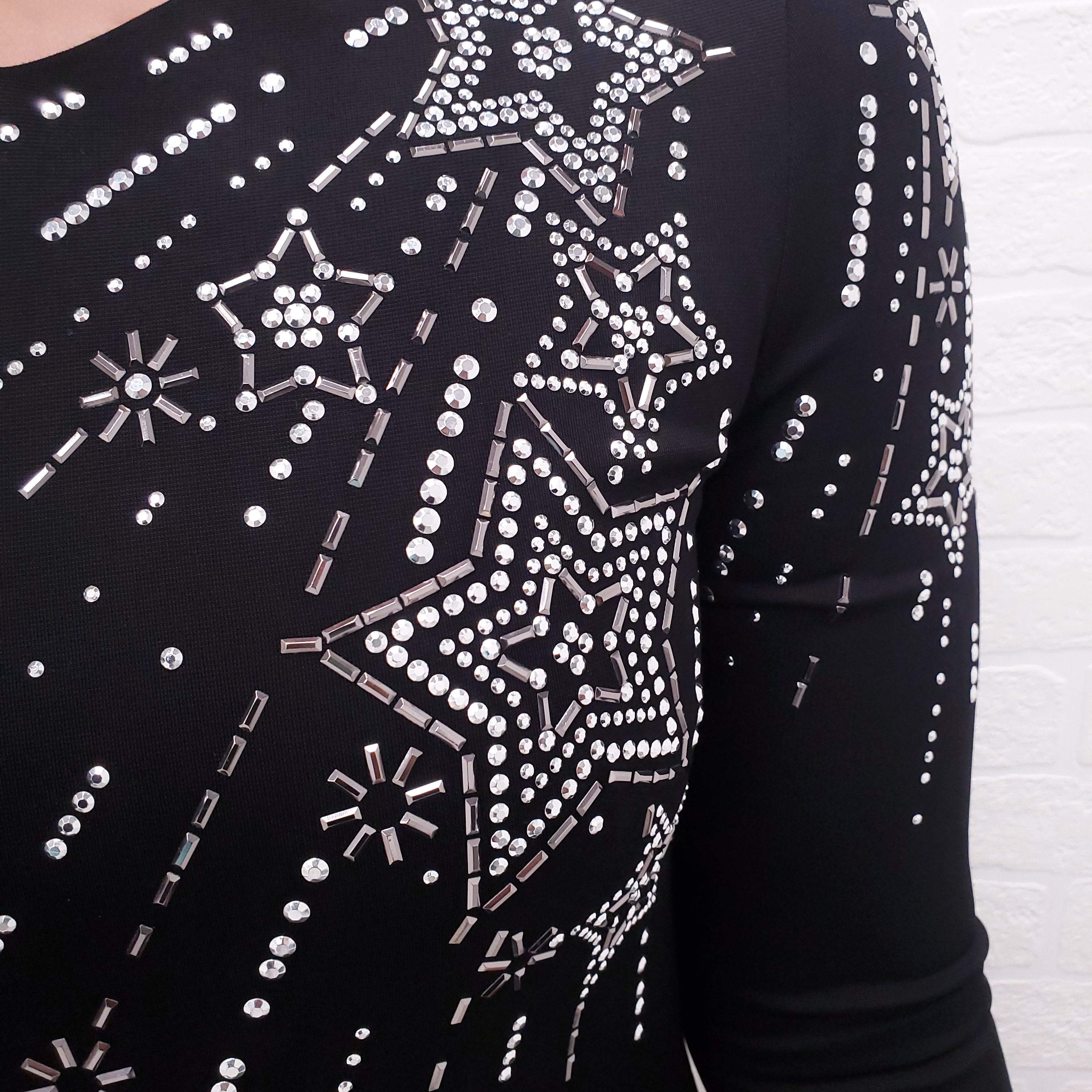 JUST CAVALLI MESH PANELLED CRYSTAL EMBELLISHED DRESS - SIZE 46