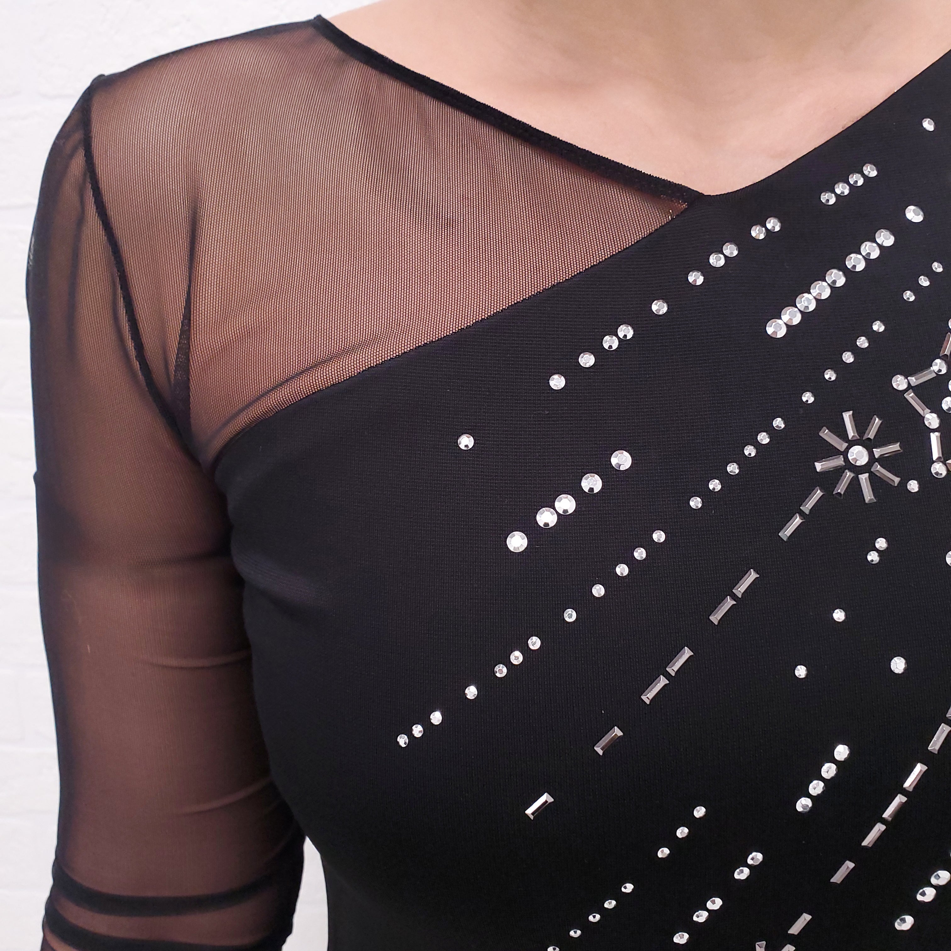 JUST CAVALLI MESH PANELLED CRYSTAL EMBELLISHED DRESS - SIZE 46