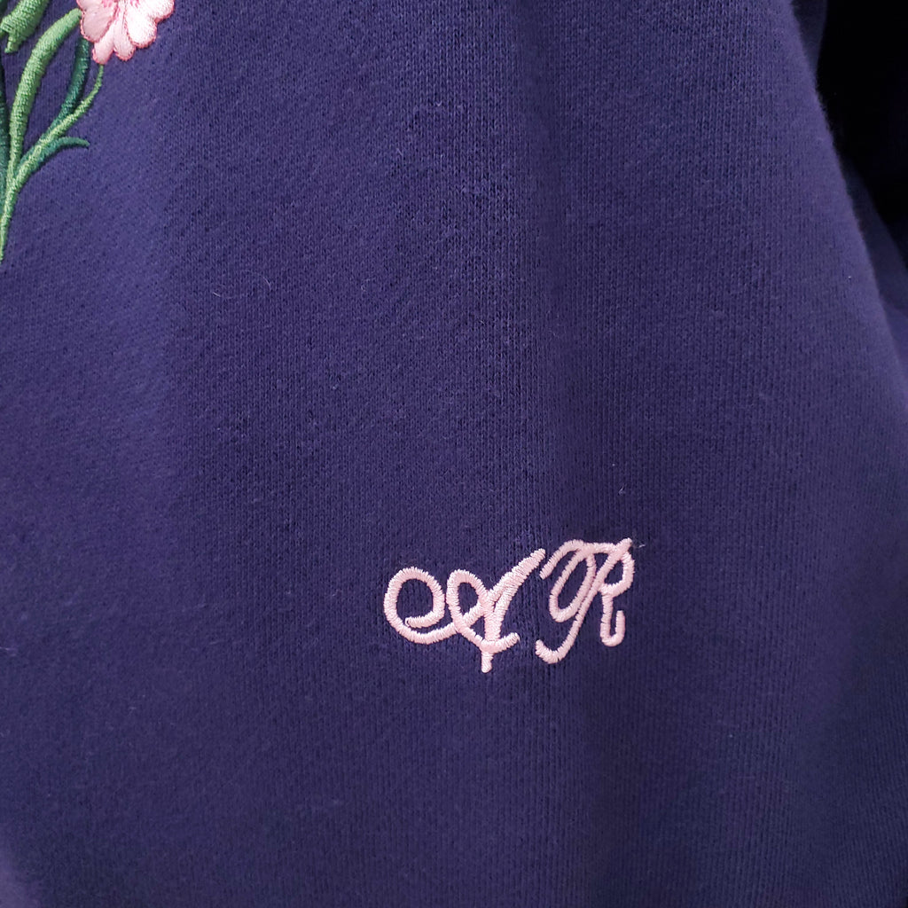 ALESSANDRA RICH EMBROIDERED NAVY SWEATER - SIZE S