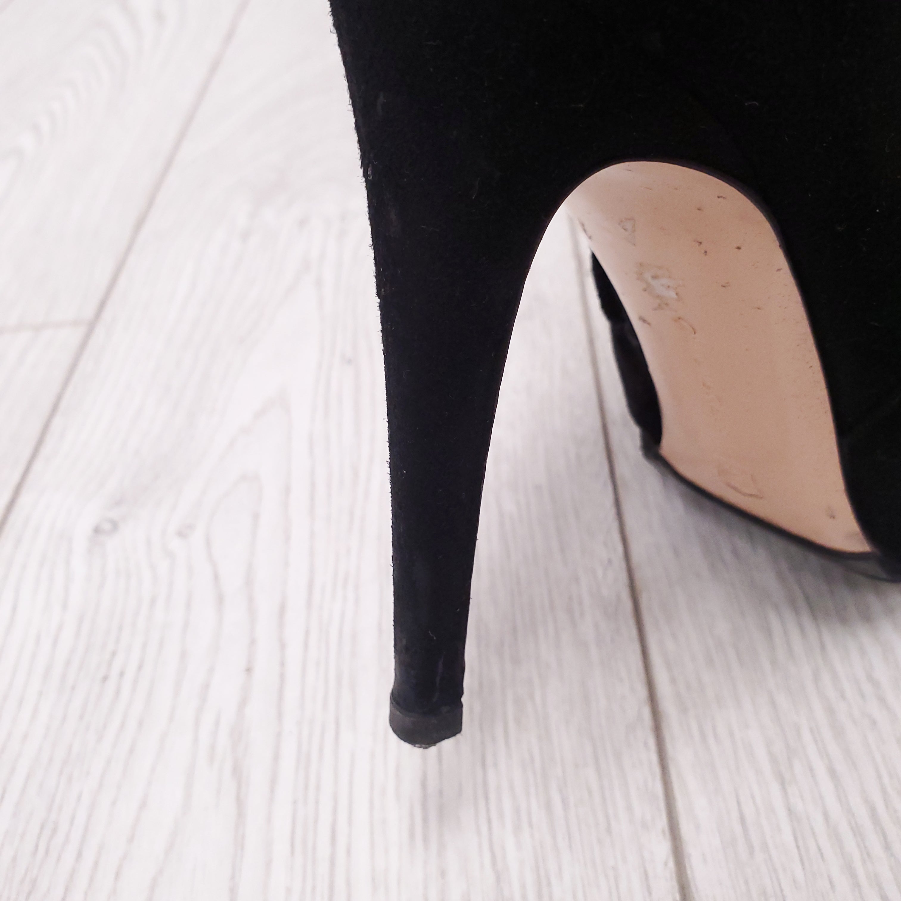 GIANVITO ROSSI BLACK SUEDE FOLDED KNEE HIGH BOOT - SIZE 38