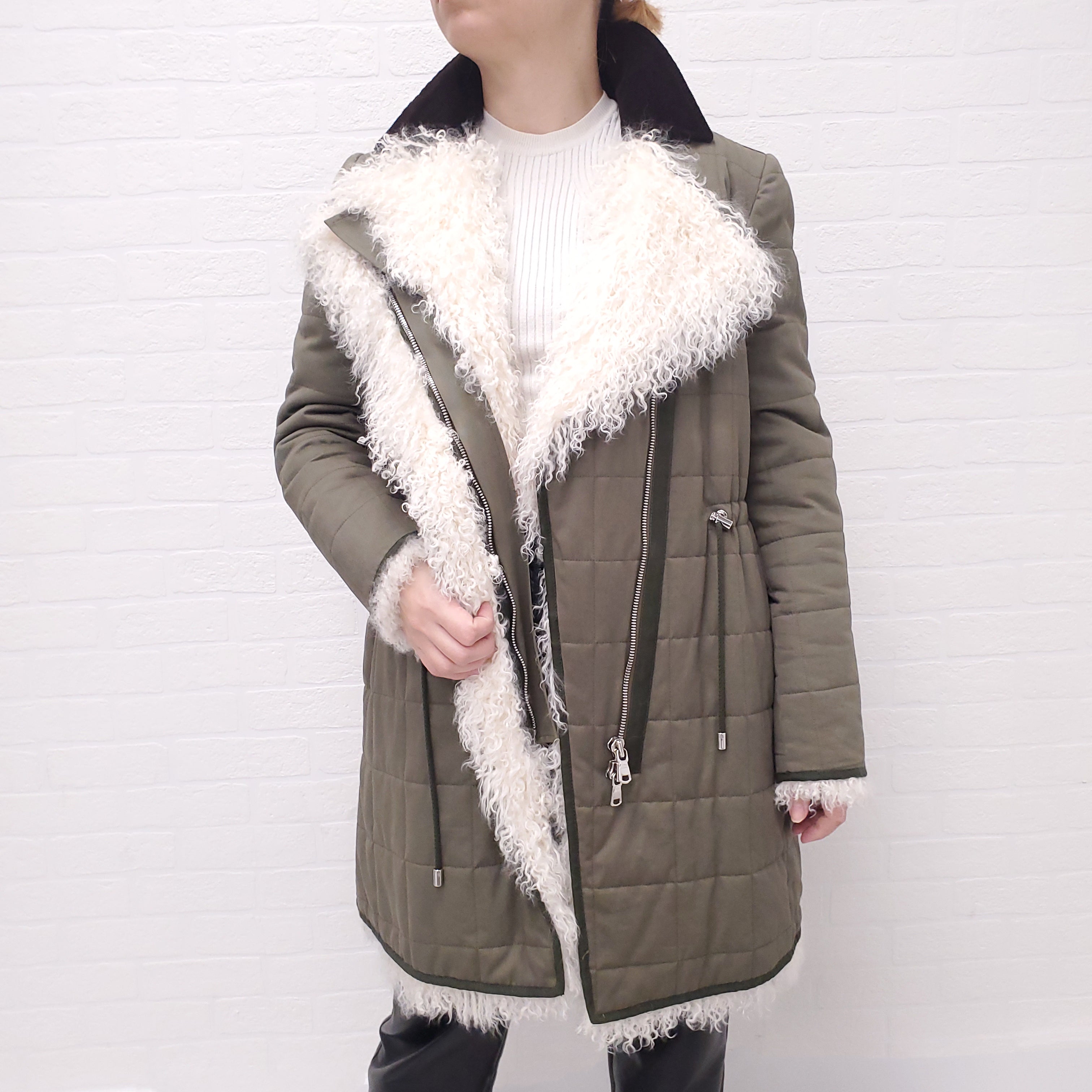 ALTUZARRA COAT WITH MONGOLIAN FUR - SIZE M