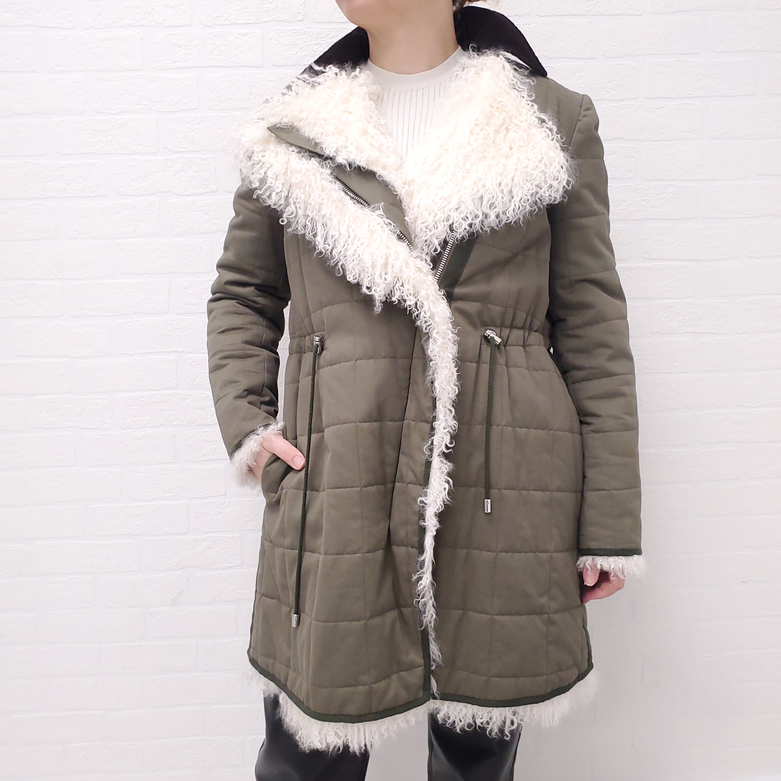 ALTUZARRA COAT WITH MONGOLIAN FUR - SIZE M