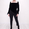 ROLAND MOURET BLACK JUMPSUIT WITH VELVET - SIZE 6