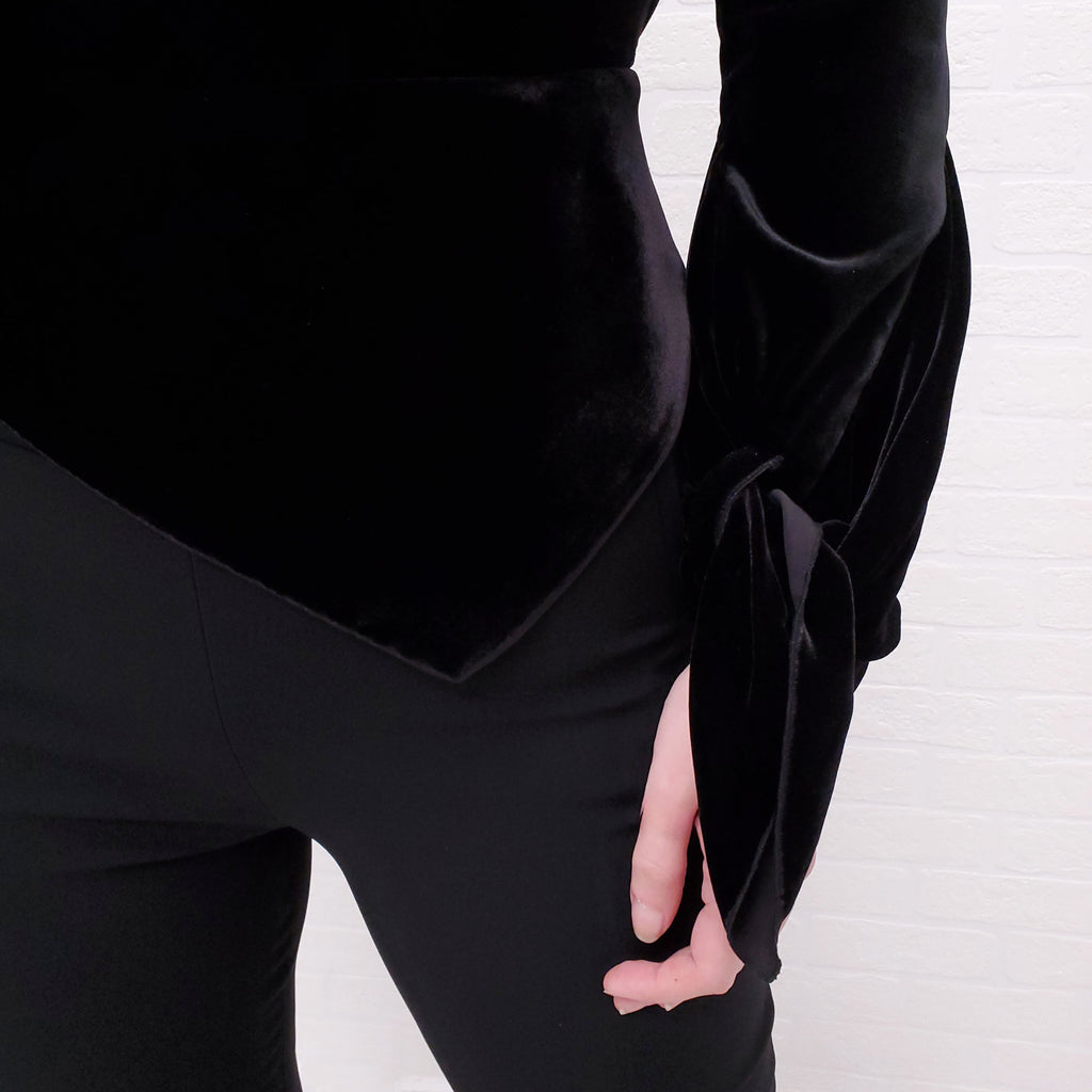 ROLAND MOURET BLACK JUMPSUIT WITH VELVET - SIZE 6