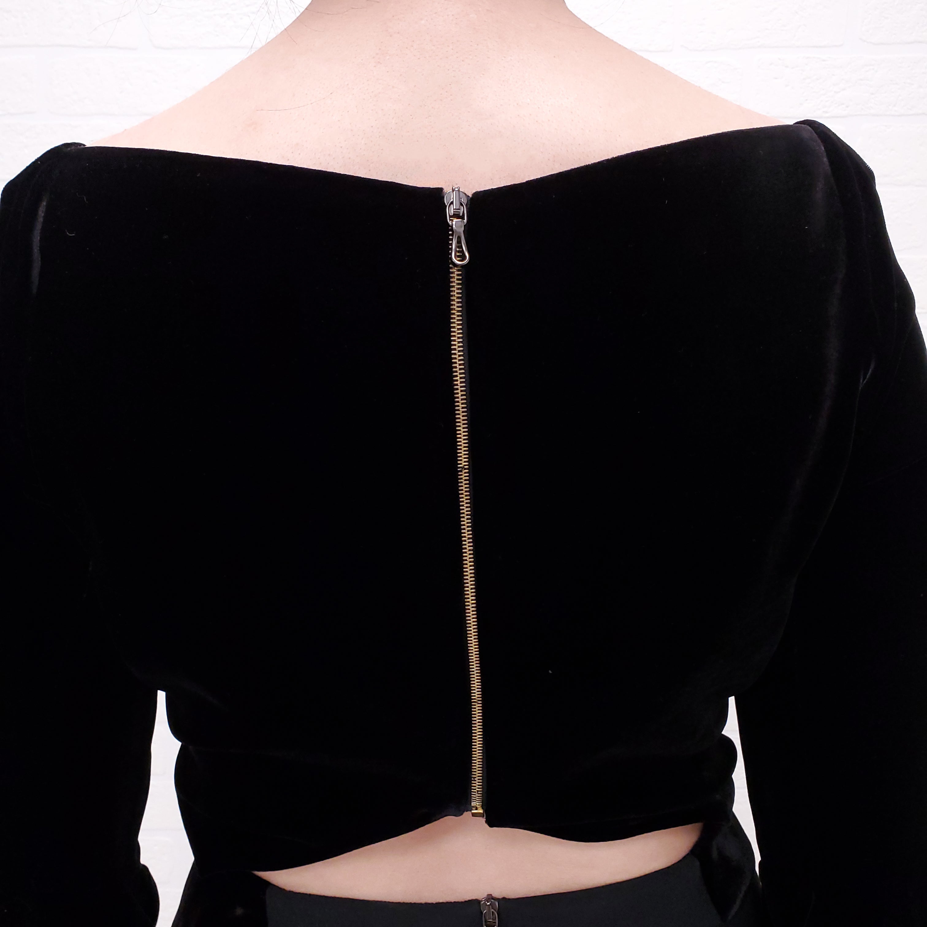 ROLAND MOURET BLACK JUMPSUIT WITH VELVET - SIZE 6