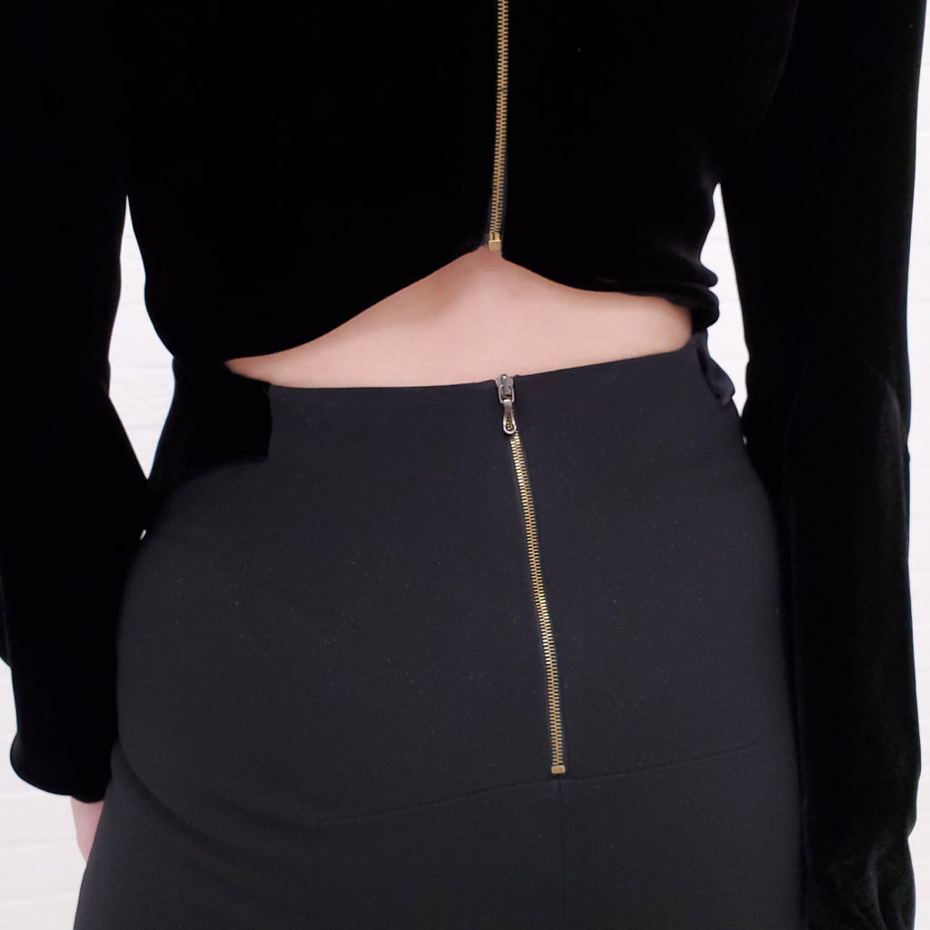 ROLAND MOURET BLACK JUMPSUIT WITH VELVET - SIZE 6