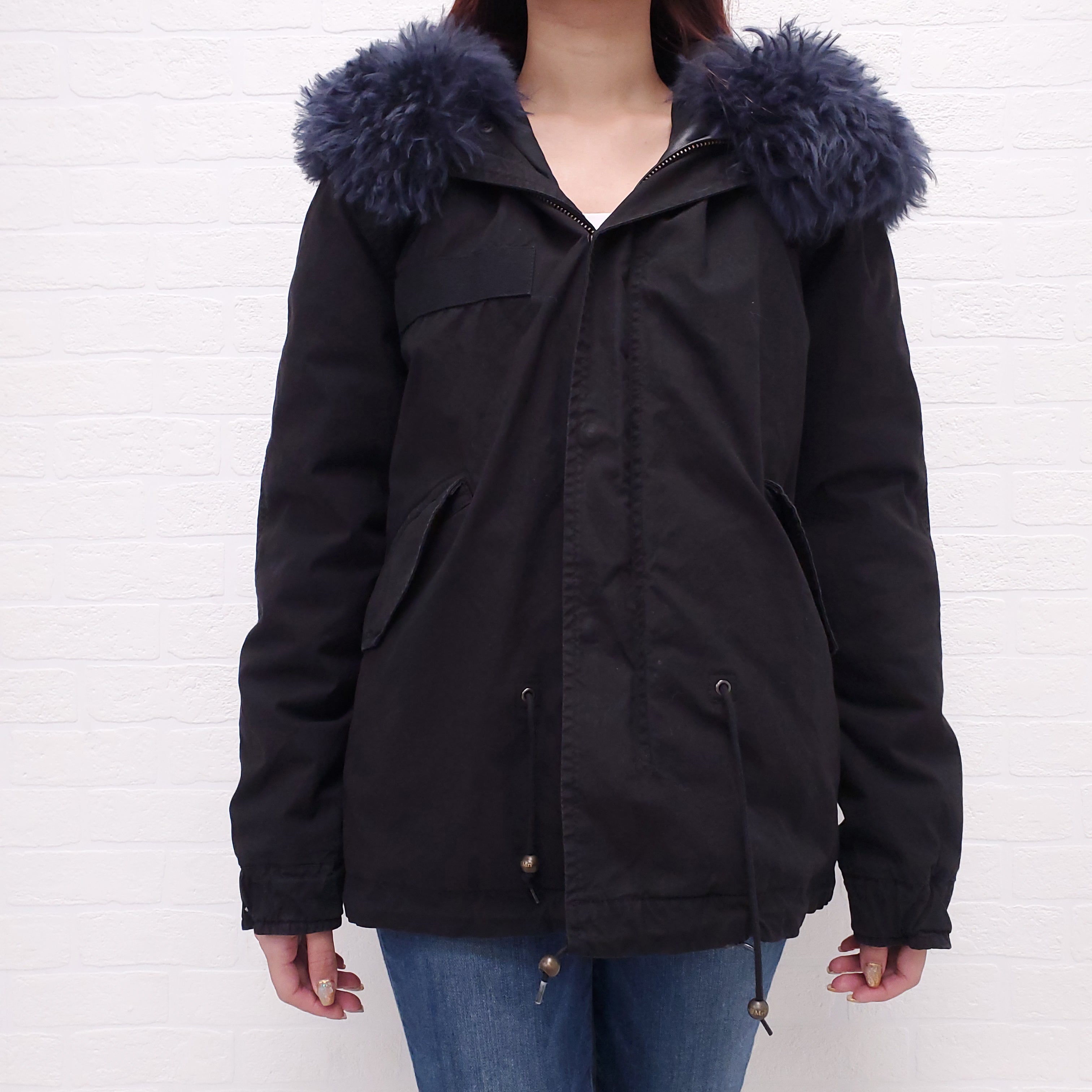 MR & MRS COAT WITH BLUE FUR - SIZE XS