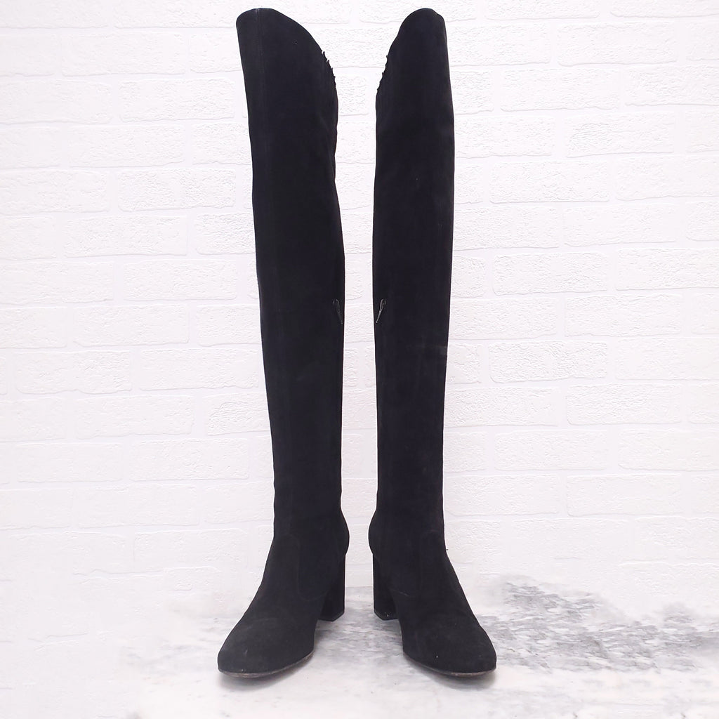 SAINT LAURENT BLACK KNEE BOOTS - SIZE 38.5