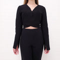 CHANEL BLACK WRAP JACKET - SIZE 36