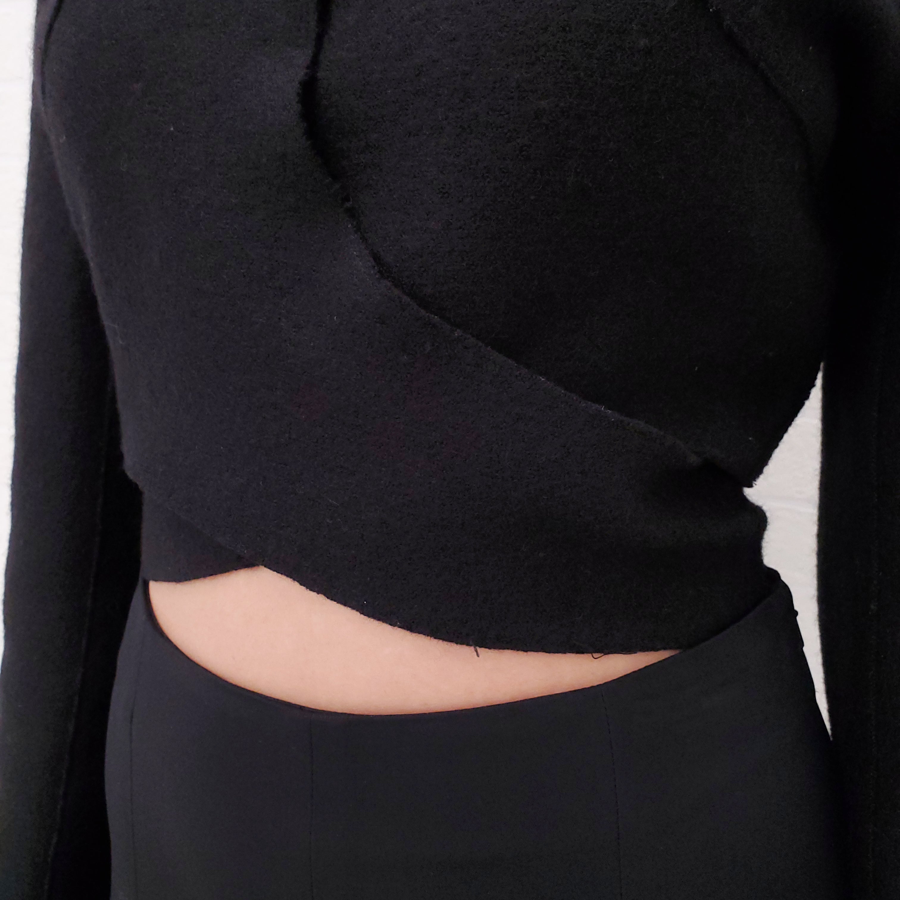 CHANEL BLACK WRAP JACKET - SIZE 36