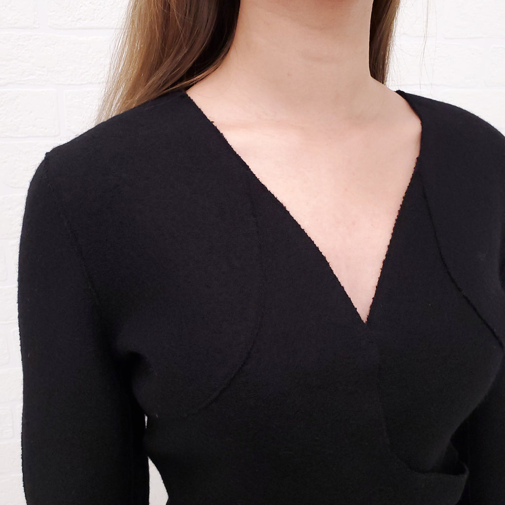 CHANEL BLACK WRAP JACKET - SIZE 36