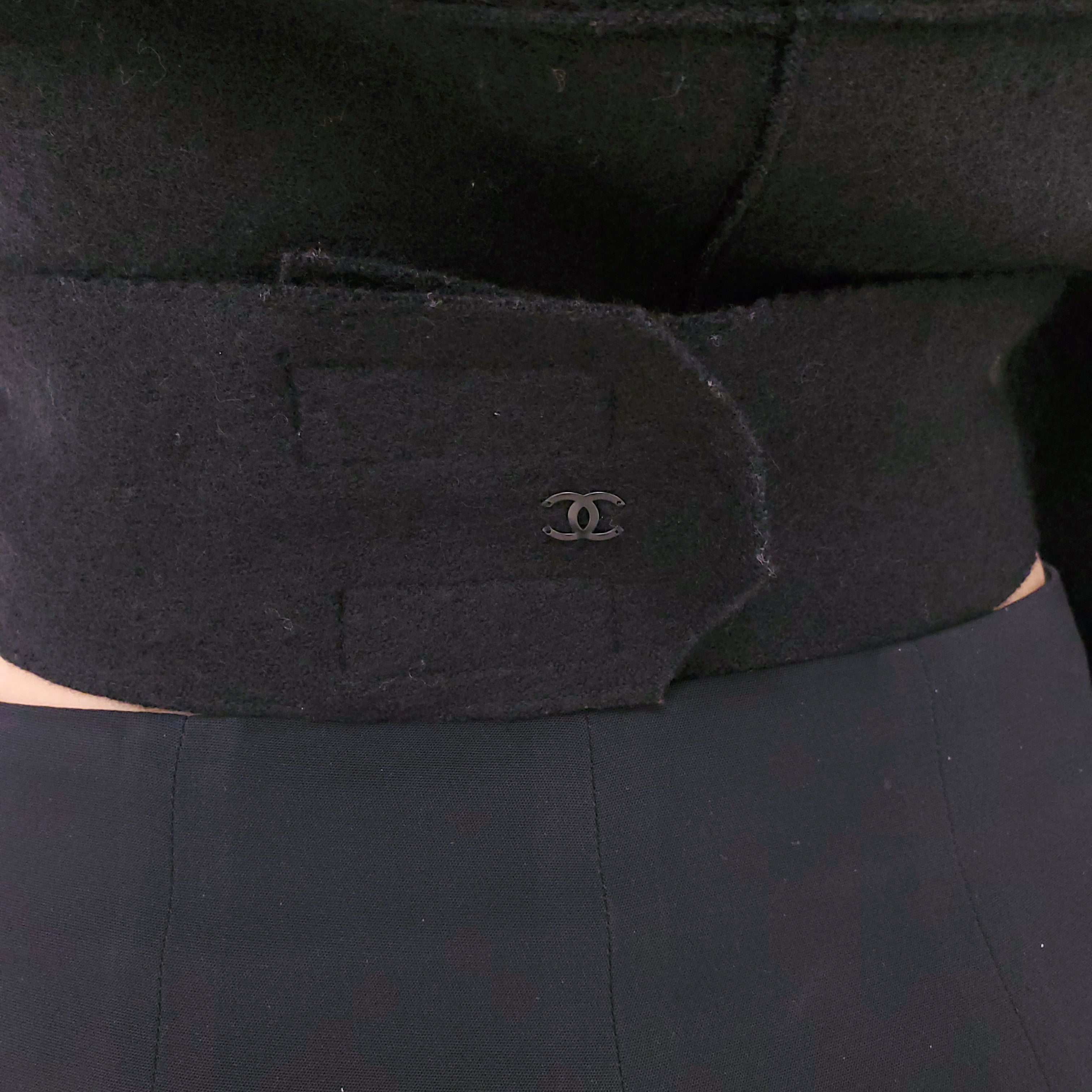 CHANEL BLACK WRAP JACKET - SIZE 36