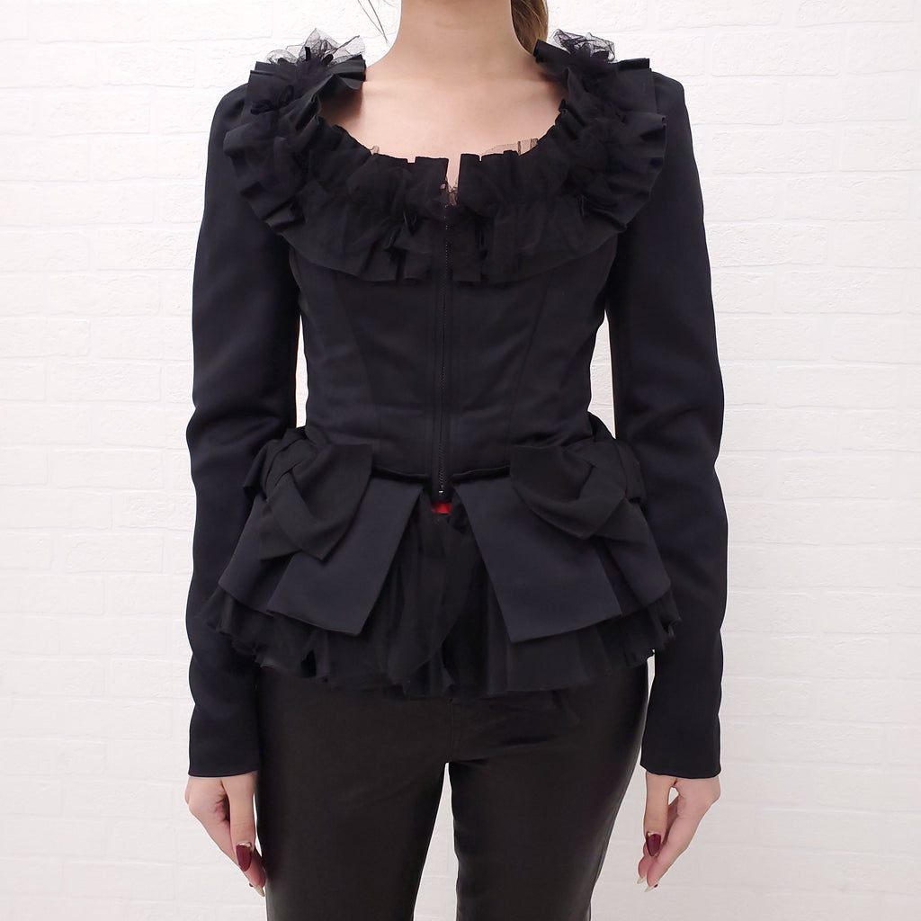 DOLCE & GABBANA BLACK JACKET WITH BOWS - SIZE 38