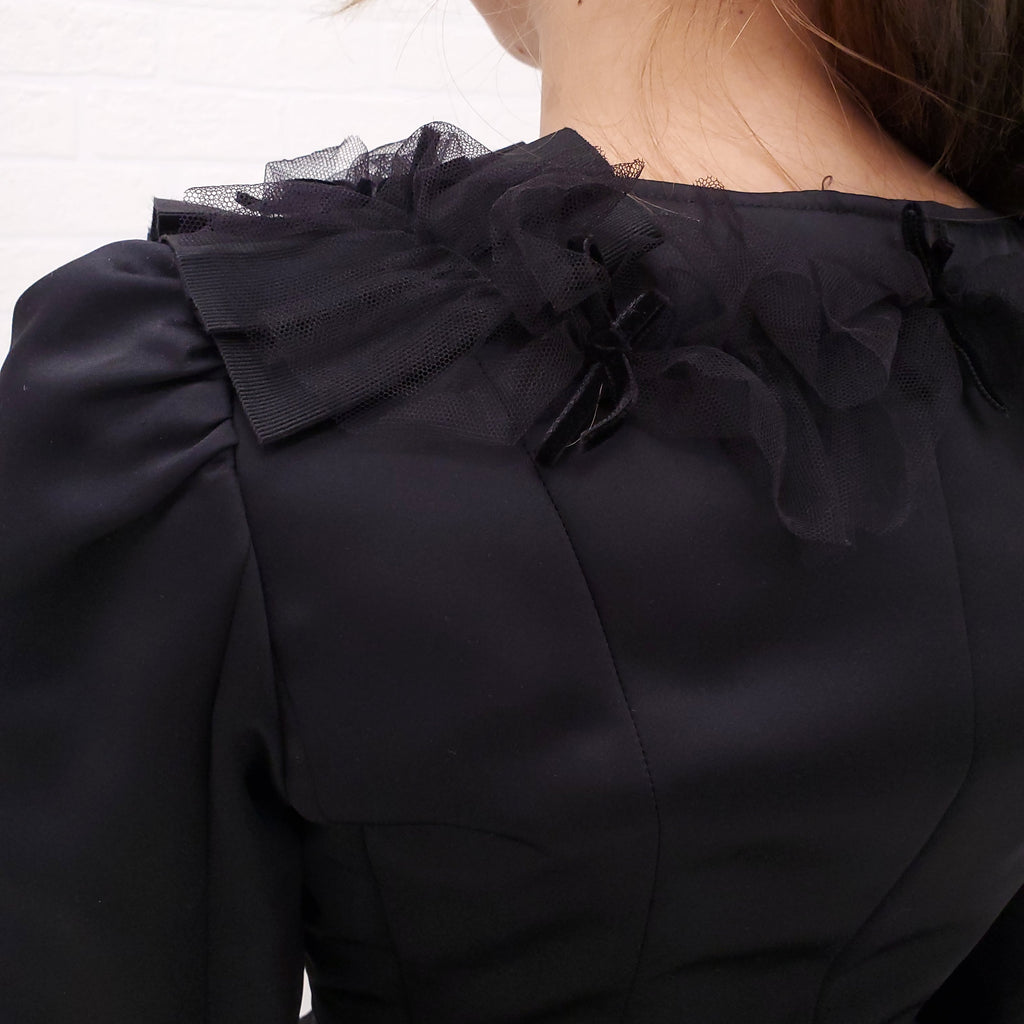 DOLCE & GABBANA BLACK JACKET WITH BOWS - SIZE 38