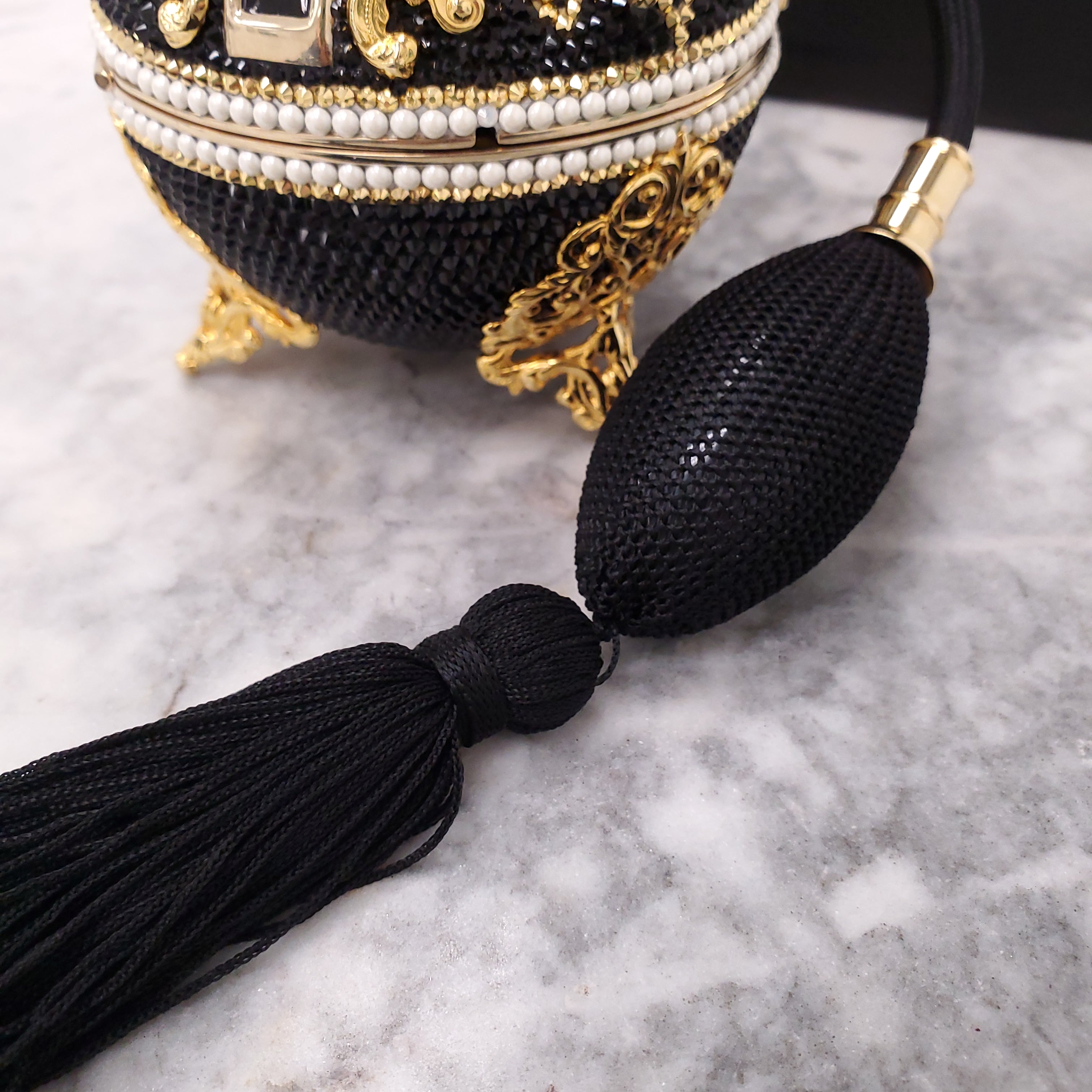JUDITH LEIBER BAL NOIR CRYSTAL PERFUME MINAUDIERE