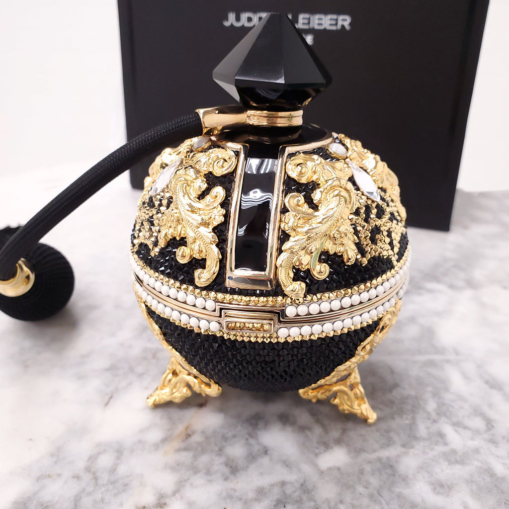 JUDITH LEIBER BAL NOIR CRYSTAL PERFUME MINAUDIERE