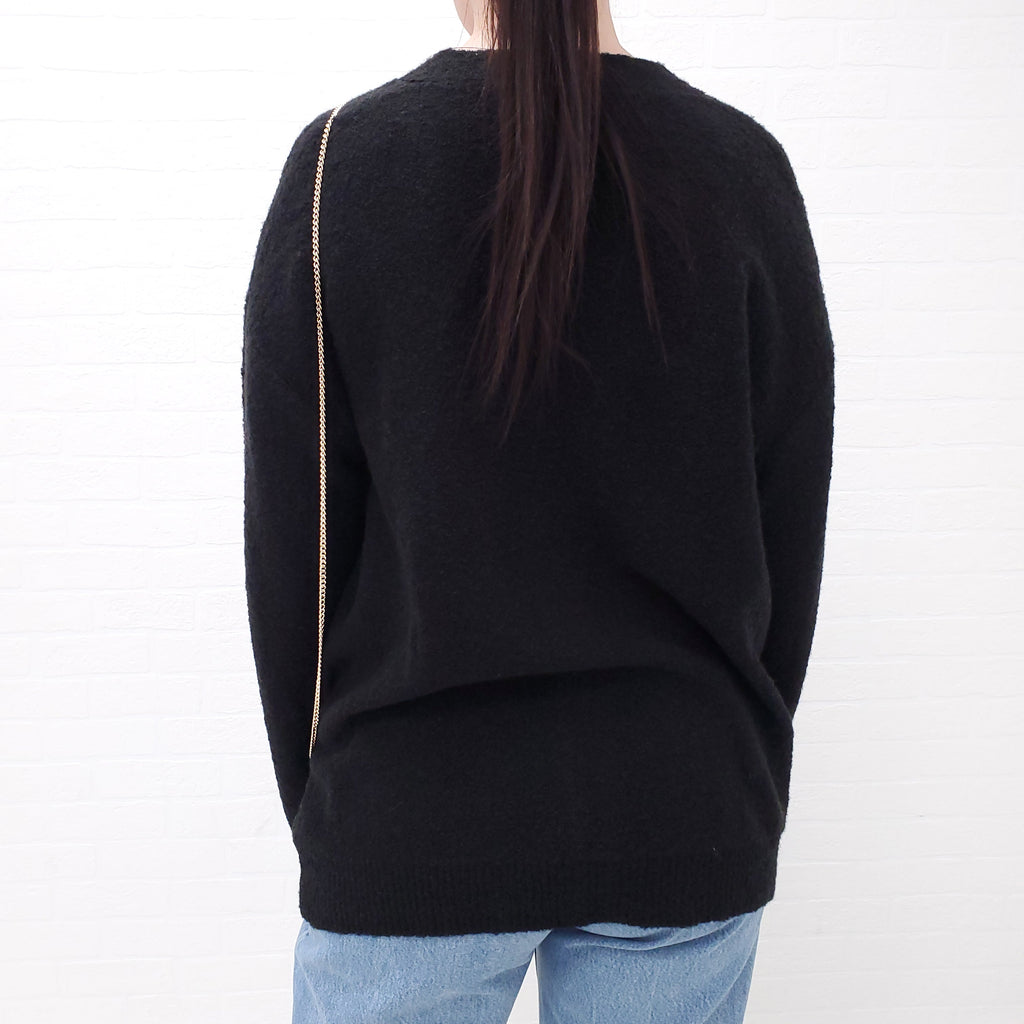 MOSCHINO BLACK CARDIGAN WITH COIN PURSE- SIZE 42