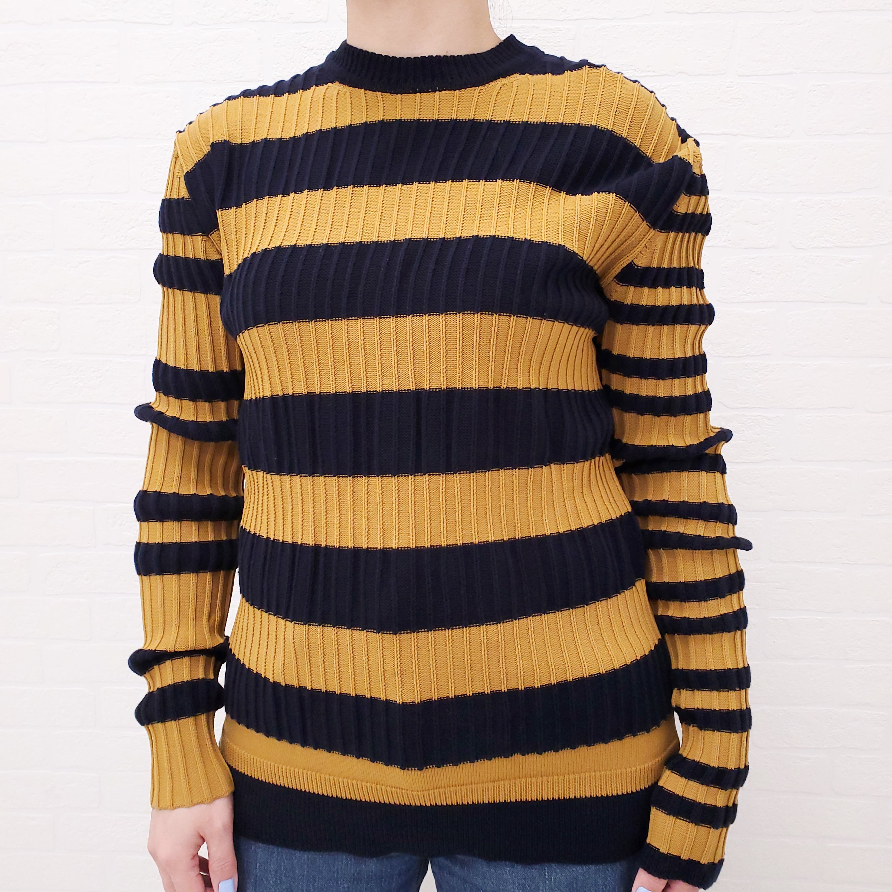 MARNI BLUE AND YELLOW STRIPED SWEATER - SIZE 46