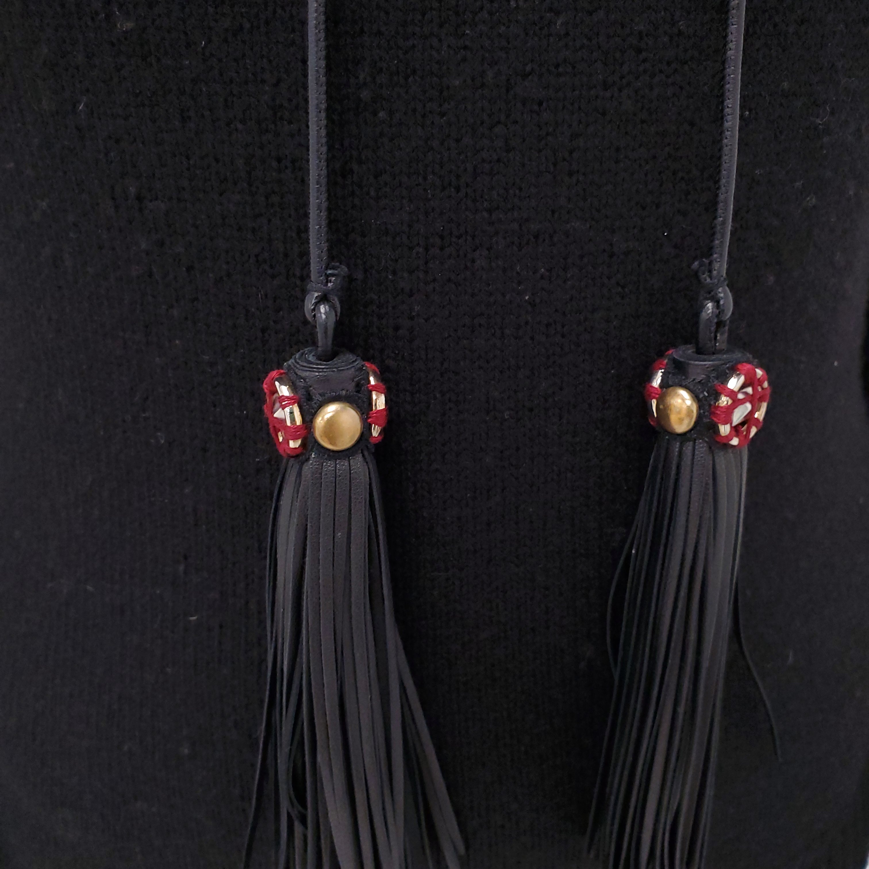 GUCCI BLACK SWEATER WITH TASSEL DETAIL - SIZE M