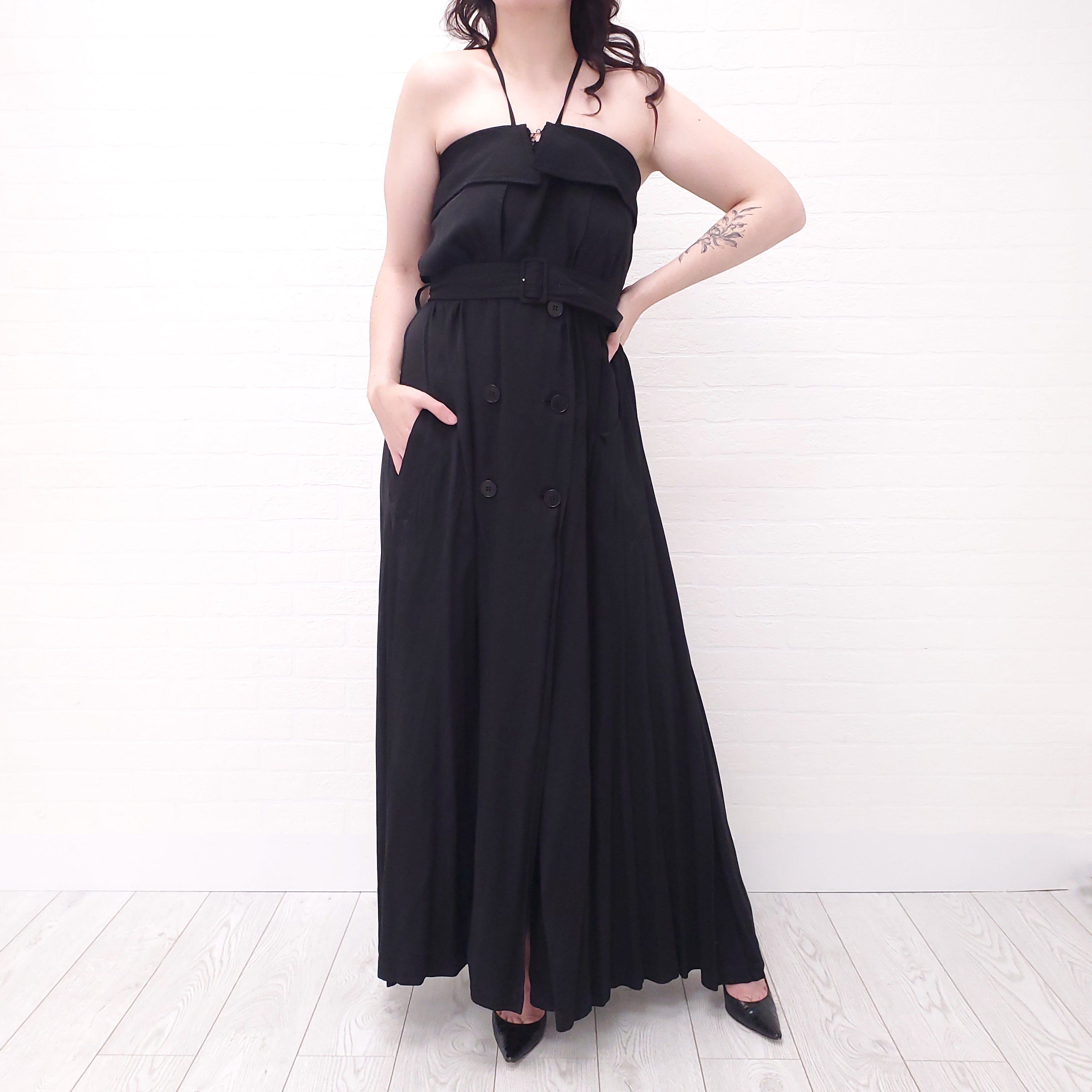 JEAN PAUL GAULTIER BLACK DRESS WITH BUTTONS - SIZE 10