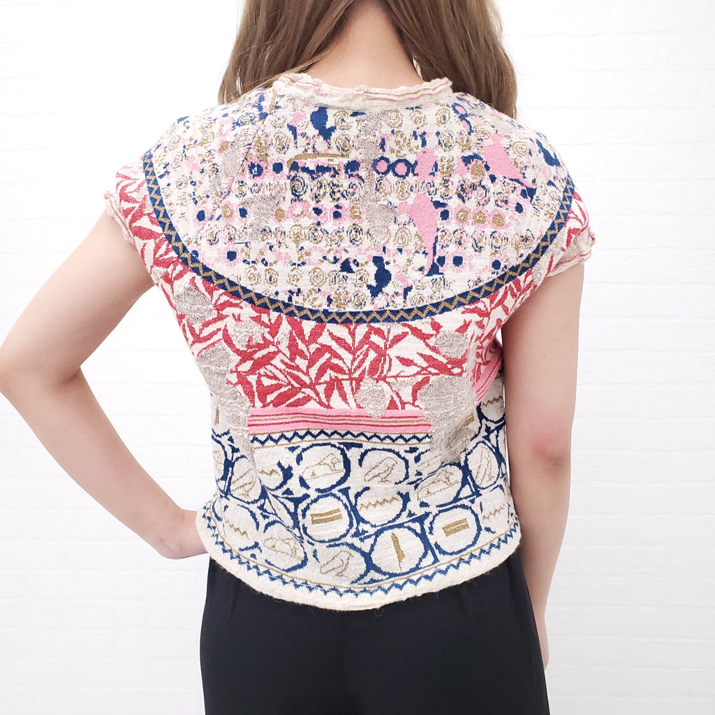 CHANEL KNIT PATTERNED SWEATER - SIZE 36