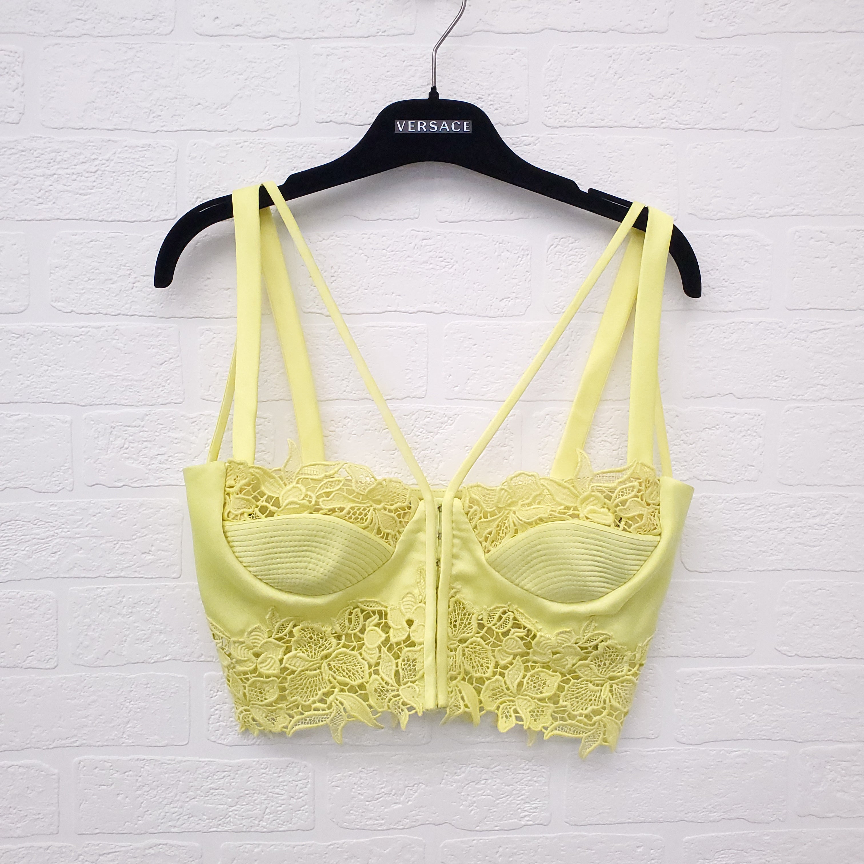VERSACE NEON YELLOW LACE CORSET - SIZE 38