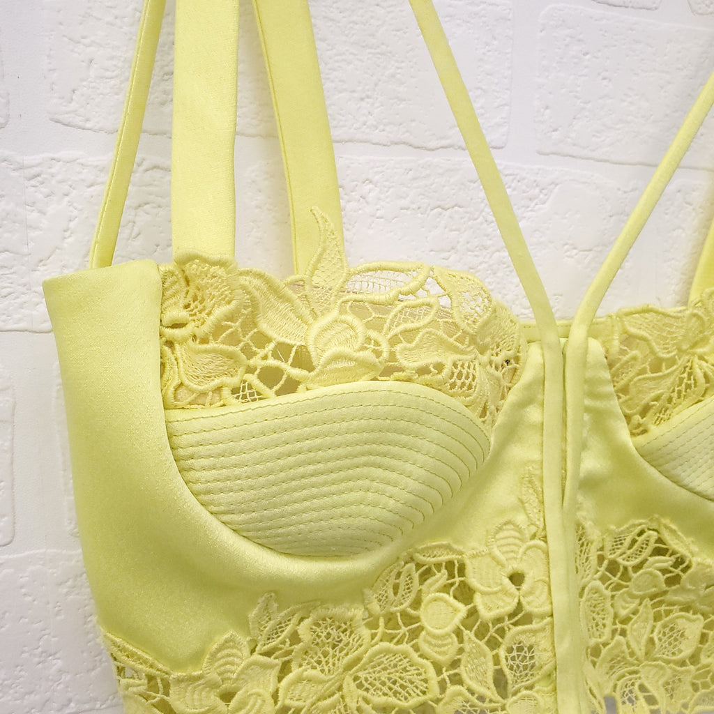 VERSACE NEON YELLOW LACE CORSET - SIZE 38