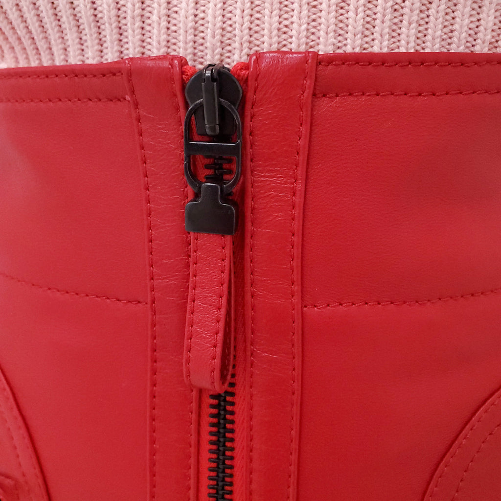 CHRISTIAN DIOR RED HEART LEATHER SKIRT - SIZE 36