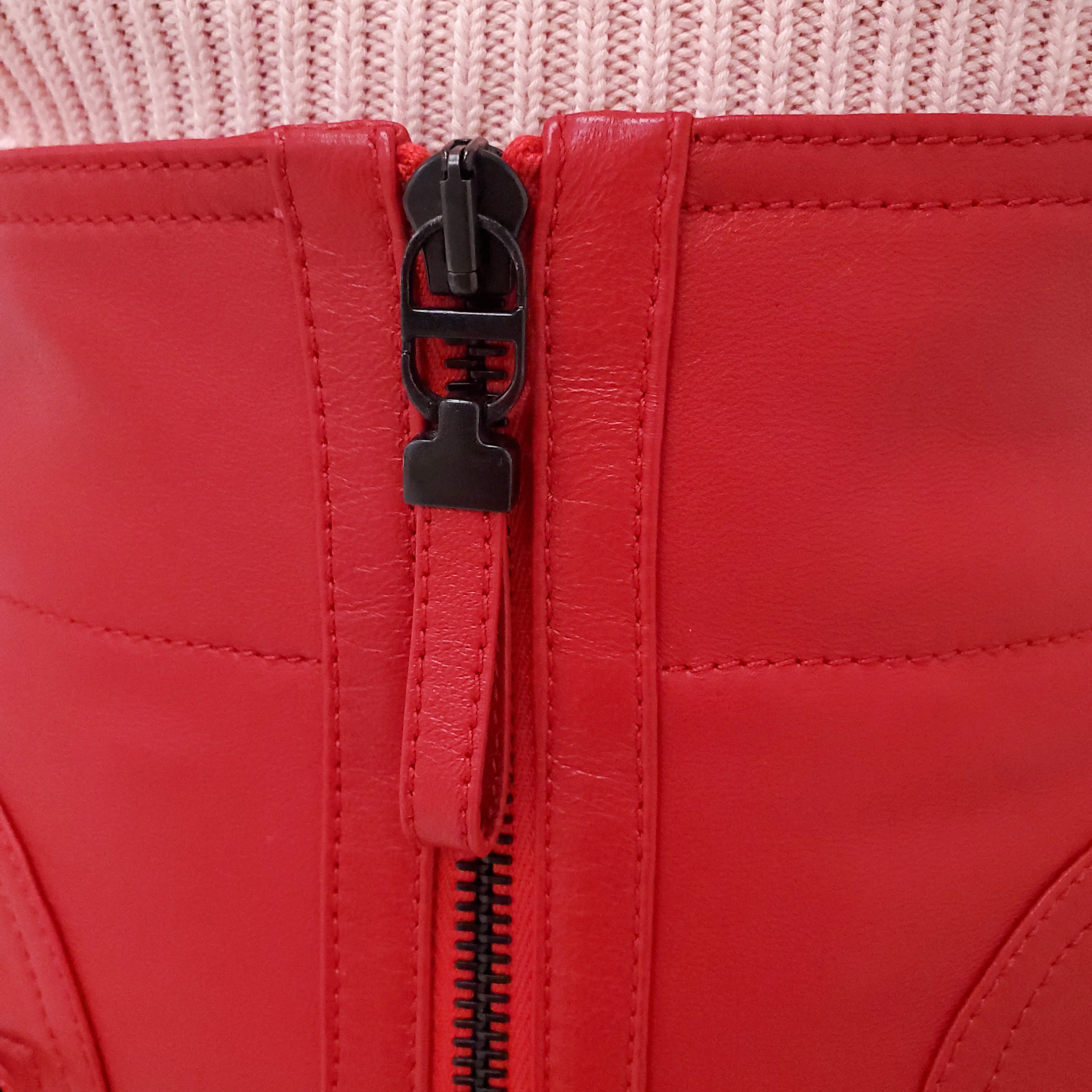 CHRISTIAN DIOR RED HEART LEATHER SKIRT - SIZE 36