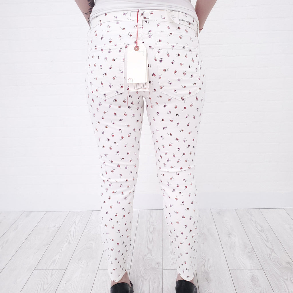 CURRENT/ELLIOTT FLORAL WHITE DENIM JEANS - SIZE 30