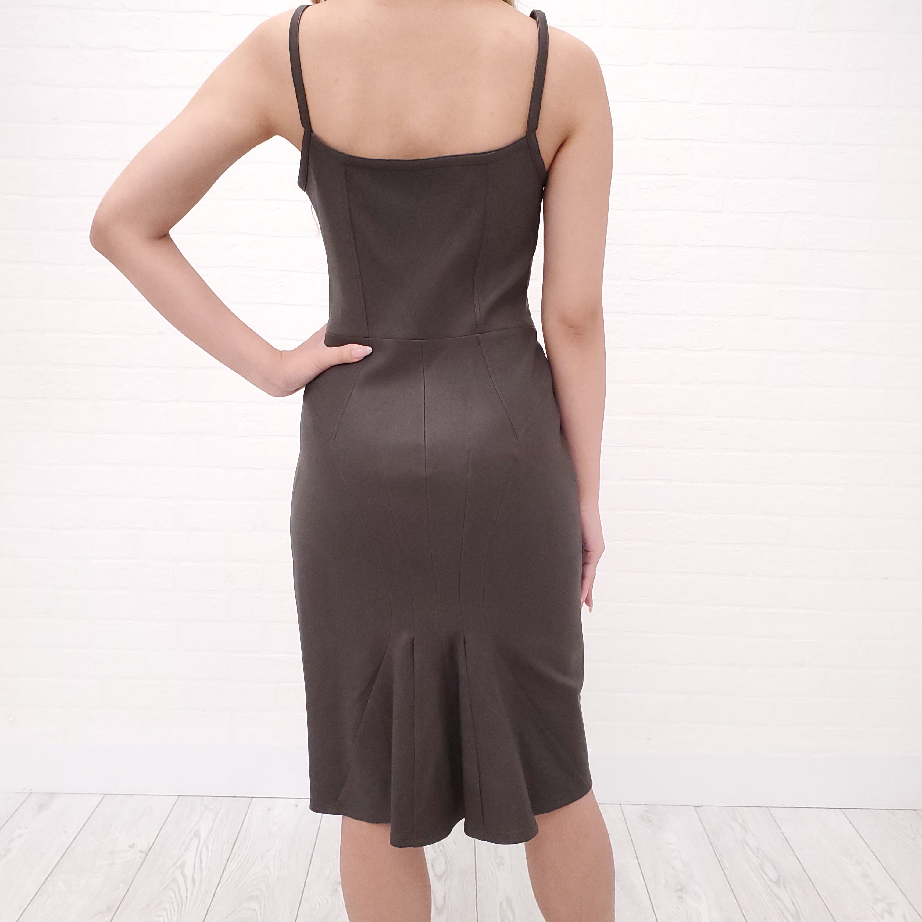 GIVENCHY OLIVE LEATHER DRESS - SIZE 38