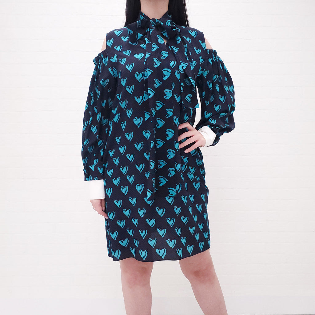 FENDI HEART PRINT SILK DRESS - SIZE 42