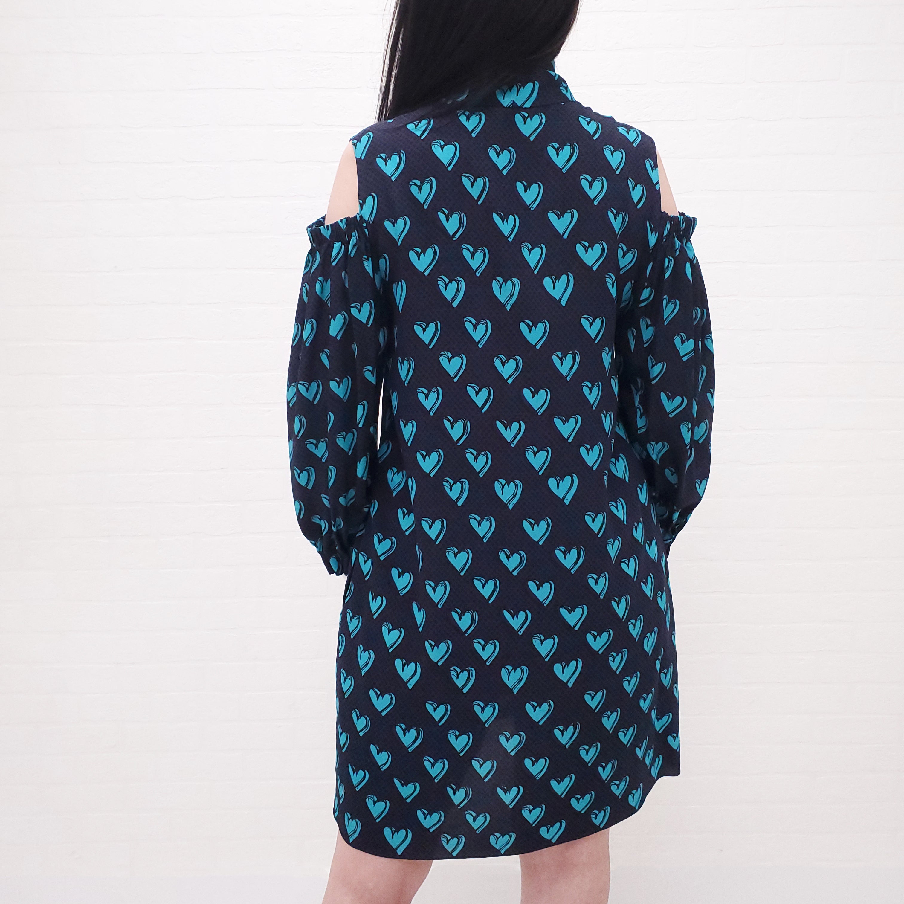 FENDI HEART PRINT SILK DRESS - SIZE 42