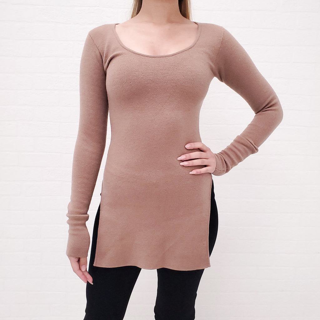 TOTEME CAMEL WOOL BLEND TOP - SIZE XXS