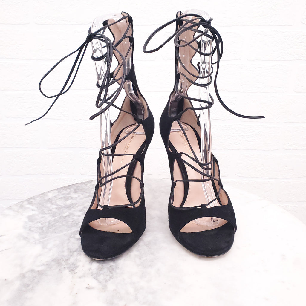 GIANVITO ROSSI SUEDE LACE UP HEELS - SIZE 39