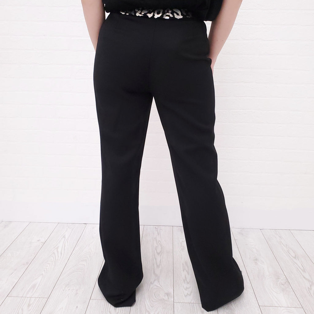 GIANNI VERSACE BLACK PANTS WITH LEOPARD HARDWARE - SIZE 42