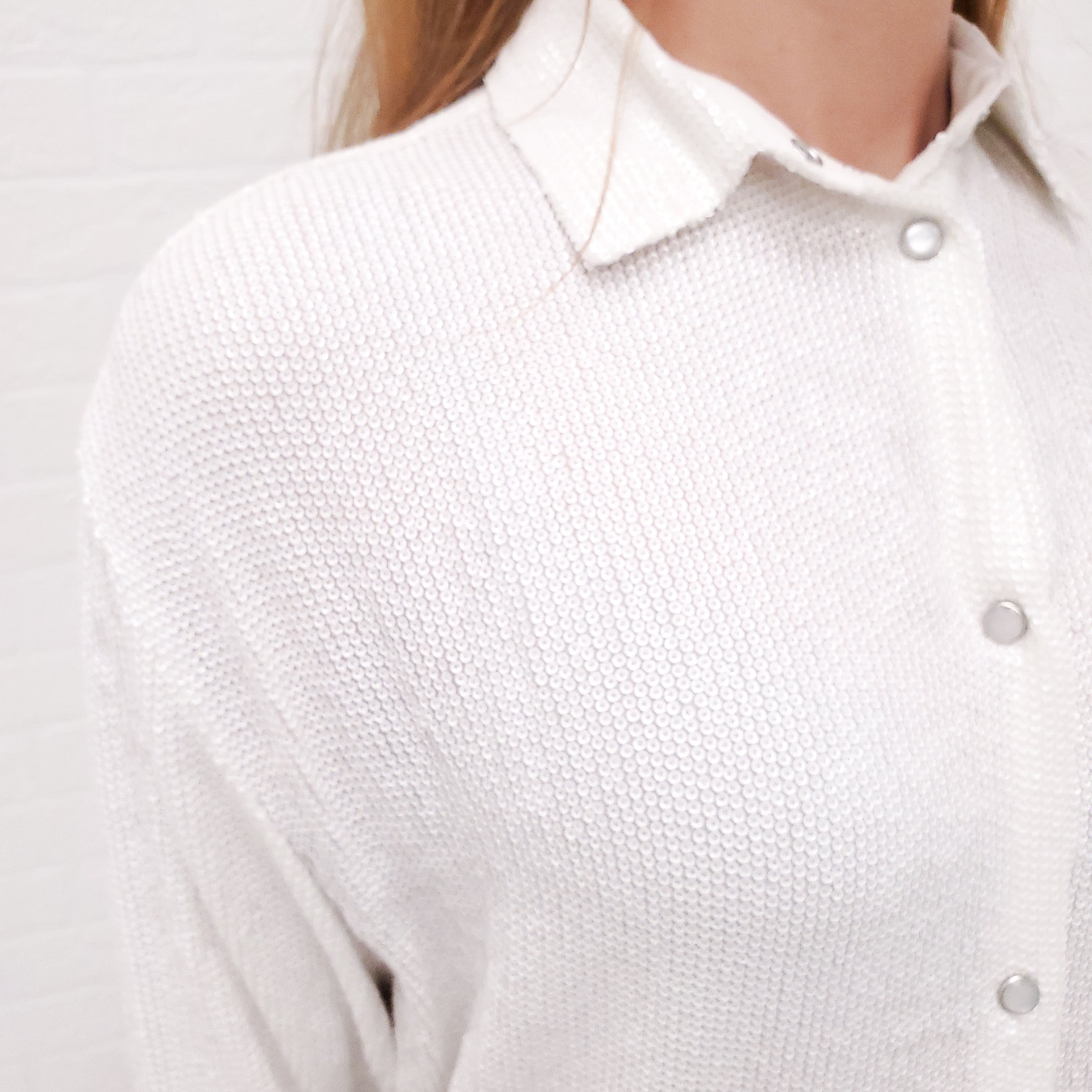 IRO WHITE SEQUINS SHIRT - SIZE 34