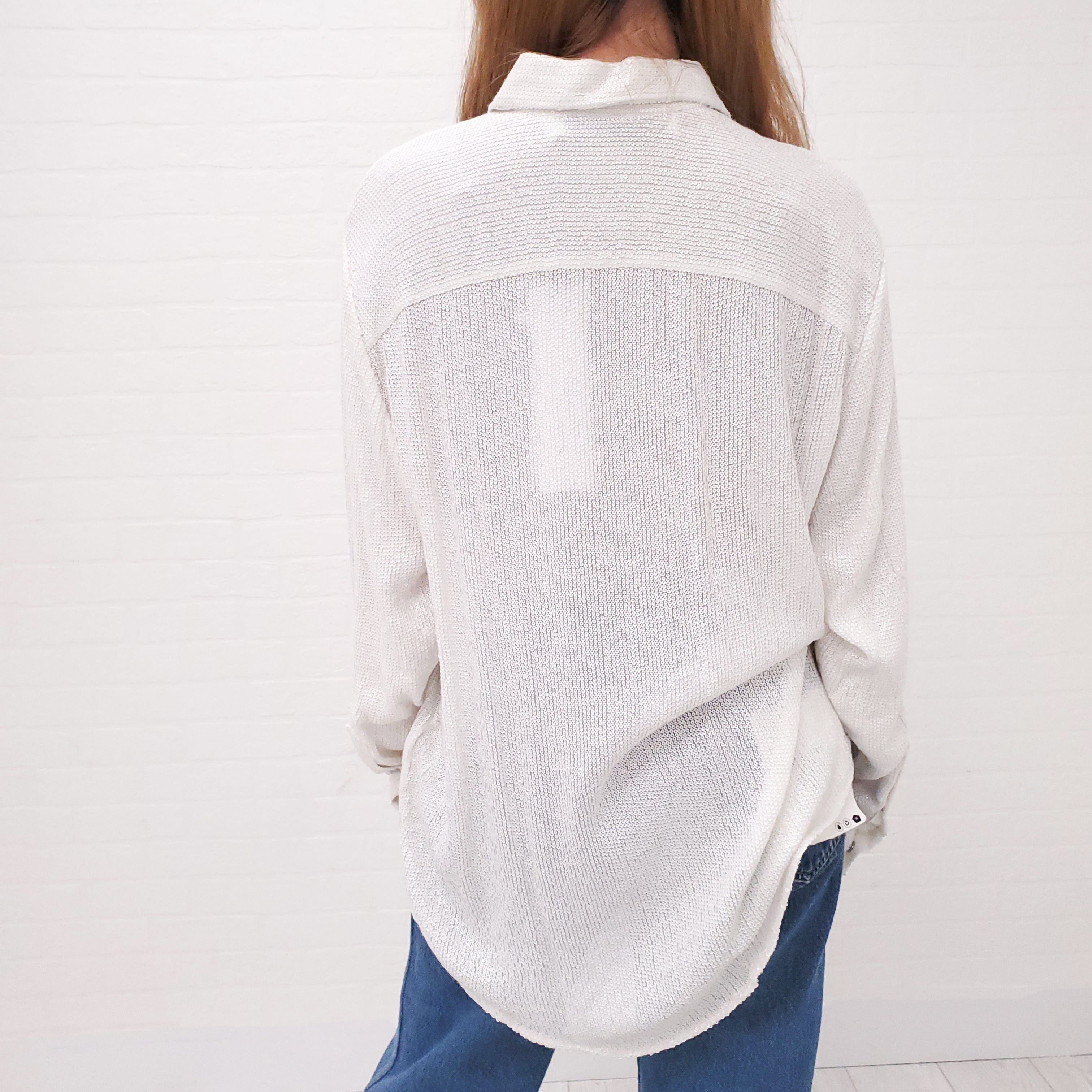 IRO WHITE SEQUINS SHIRT - SIZE 34