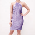 THE ATTICO PURPLE SEQUIN AUDREY MINI DRESS - SIZE 38
