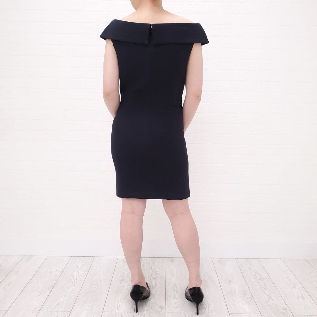 CHRISTIAN DIOR BLACK OFF THE SHOULDER DRESS - SIZE 40