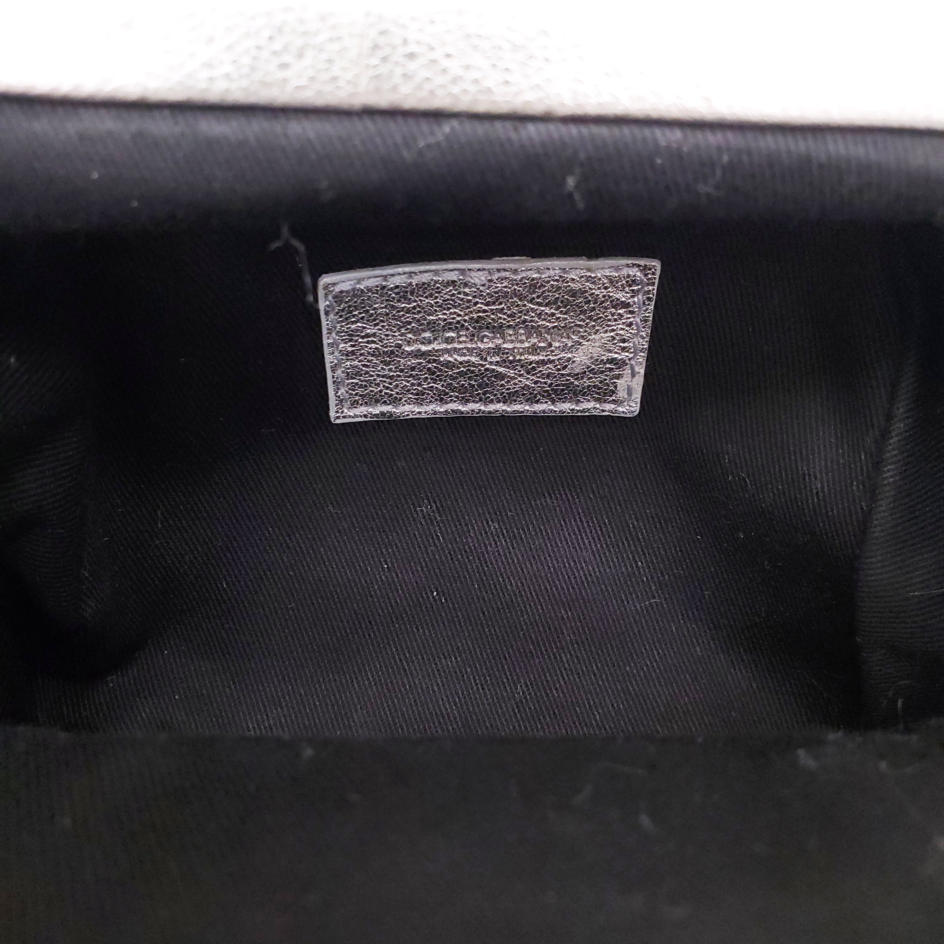 DOLCE & GABBANA SILVER LEATHER MINI PURSE WITH GOLD LOGO